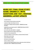 NURS 651 FINAL EXAM STUDY GUIDE&period;   NURS 651 FINAL EXAM STUDY  GUIDE&period; GRADED A&plus;&period; WITH  QUESTIONS AND 100&percnt; VERIFIED  ANSWERS&period; LATEST UPDATE 