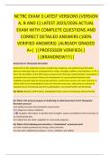 NCTRC EXAM 3 LATEST VERSIONS &lpar;VERSION  A&comma; B AND C&rpar; LATEST 2025&sol;2026 ACTUAL  EXAM WITH COMPLETE QUESTIONS AND  CORRECT DETAILED ANSWERS &lpar;100&percnt;  VERIFIED ANSWERS&rpar; &vert;ALREADY GRADED  A&plus;&vert; &vert;&vert;PROFESSOR VERIFIED&vert;&vert;  &vert;&vert;BRANDNEW&excl;&excl;&excl;&vert;