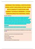 WORKDAY PRO PAYROLL CERTIFICATION  EXAM LATEST 2025&sol;2026 ACTUAL EXAM  WITH COMPLETE QUESTIONS AND  CORRECT DETAILED ANSWERS &vert; STUDY  VERSION &lpar;PRACTICE MATERIAL ONLY&rpar; 