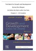 Test Bank For Growth and Development Across the Lifespan 3rd Edition By Gloria Leifer; Eve Fleck Chapters 1 - 16 Complete (2025/2026 (Graded A+)