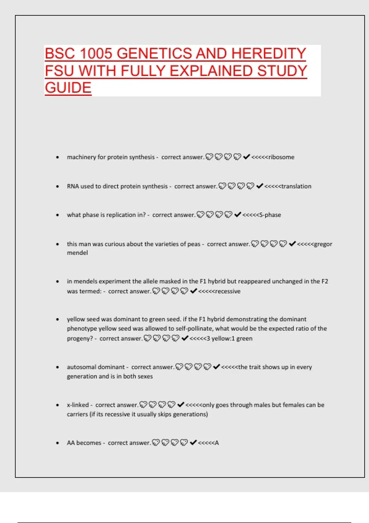 Genetics Note Bsc BSC 1005 Genetics and Heredity – Fully Explained Study Guide (FSU 2025 ...
