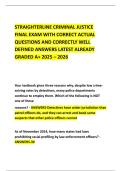 STRAIGHTERLINE CRIMINAL JUSTICE FINAL EXAM WITH CORRECT ACTUAL QUESTIONS AND CORRECTLY WELL DEFINED ANSWERS LATEST ALREADY GRADED A&plus; 2025 &ndash; 2026