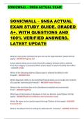 SONICWALL &ndash; SNSA ACTUAL EXAM     SONICWALL &ndash; SNSA ACTUAL  EXAM STUDY GUIDE&period; GRADED  A&plus;&period; WITH QUESTIONS AND  100&percnt; VERIFIED ANSWERS&period;  LATEST UPDATE 
