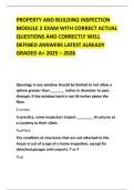 PROPERTY AND BUILDING INSPECTION MODULE 2 EXAM WITH CORRECT ACTUAL QUESTIONS AND CORRECTLY WELL DEFINED ANSWERS LATEST ALREADY GRADED A&plus; 2025 &ndash; 2026