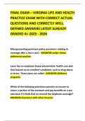 FINAL EXAM &ndash; VIRGINIA LIFE AND HEALTH PRACTICE EXAM WITH CORRECT ACTUAL QUESTIONS AND CORRECTLY WELL DEFINED ANSWERS LATEST ALREADY GRADED A&plus; 2025 - 2026