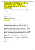 TESOL REVIEW SET ACTUAL EXAM QUESTIONS AND CORRECT DETAILED ANSWERS &lpar;VERIFIED ANSWERS&rpar;&period;docx