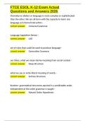 FTCE ESOL K-12 Exam Actual Questions and Answers 2026&period;docx