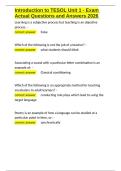 Introduction to TESOL Unit 1 - Exam Actual Questions and Answers 2026&period;docx