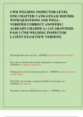 CWB WELDING INSPECTOR LEVEL  ONE CHAPTER 3 AND 4 EXAM 2025&sol;2026  WITH QUESTIONS AND WELL VERIFIED CORRECT ANSWERS &vert;  ALREADY GRADED A&plus; &vert; GUARANTEED  PASS &vert; CWB WELDING INSPECTOR  LATEST EXAM &lbrack;NEW VERSION&rsqb;