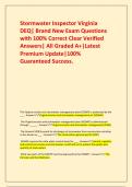 Stormwater Inspector Virginia DEQ&vert; Brand New Exam Questions with 100&percnt; Correct Clear Verified Answers&vert; All Graded A&plus;&vert;Latest Premium Update&vert;100&percnt; Guaranteed Success&period;