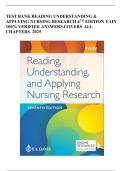 Test Bank For Reading&comma; Understanding&comma; and Applying Nursing Research 7th Edition by James A&period; Fain&vert; 9781719641821&vert; All Chapters 1-15&vert; LATEST