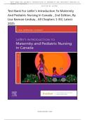 Test Bank For Leifer's Introduction to Maternity and Pediatric Nursing in Canada &comma; 2nd Edition&comma; By Lisa Keenan-Lindsay &comma; All Chapters 1-33&vert; Latest 2025
