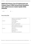 NRNP 6541 Primary Care Of Adolescents And Children Exam &vert;&vert; 2025 &lpar;Actual Exam&rpar; Questions with verified Answers &lpar;Latest Update 2026&rpar; UPDATE&excl;&excl;