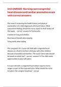 Unit 3 NR328 - Nursing care congenital heart disease and cardiac anomalies exam with correct answers