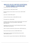 BIOS-251: EXAM 1 REVIEW QUESTIONS WITH CORRECT ANSWERS 2025