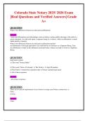 Colorado State Notary 2025&sol; 2026 Exam   &vert;Real Questions and Verified Answers&vert; Grade  A&plus; 