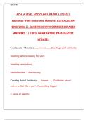 AQA A-Level Sociology Paper 1 2025&colon; Education & Methods - Exam Paper & Revision