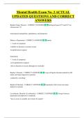 Mental Health Exam No&period; 2 ACTUAL  UPDATED QUESTIONS AND CORRECT  ANSWERS