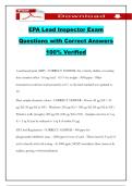 EPA Lead Inspector Exam Questions with Correct Answers 100&percnt; Verified