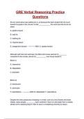 GRE Verbal Reasoning Practice Questions & ANSWERS &lpar;A&plus; GRADED 100&percnt; VERIFIED&rpar;&vert; 2025&sol;2026