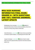 WGU D220 NURSING INFORMATICS FINAL EXAM&period;   WGU D220 NURSING  INFORMATICS FINAL EXAM&period;  GRADED A&plus;&period; WITH QUESTIONS  AND 100&percnt; VERIFIED ANSWERS&period;  LATEST UPDATE 