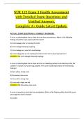 NUR 122 – Exam 3 Health Assessment with Detailed Exam Questions and Verified Answers (Complete A+ Guide, Latest Update)