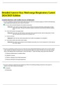 Detailed Answer Key Med-surge Respiratory Latest  2024&sol;2025 Edition  Complete Questions with Verified Answers & Rationales 