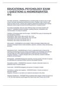 EDUCATIONAL PSYCHOLOGY EXAM 1 QUESTIONS & ANSWERS&lpar;RATED A&plus;&rpar;