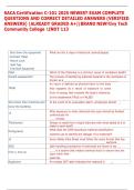 SACA Certification C-101 2025 NEWEST EXAM COMPLETE  QUESTIONS AND CORRECT DETAILED ANSWERS &lpar;VERIFIED  ANSWERS&rpar; &vert;ALREADY GRADED A&plus;&vert;&vert;BRAND NEW&excl;&excl;Ivy Tech  Community College INDT 113  