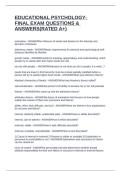 EDUCATIONAL PSYCHOLOGY- FINAL EXAM QUESTIONS & ANSWERS&lpar;RATED A&plus;&rpar;