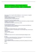 EDUCATIONAL PSYCHOLOGY -- EXAM 2 QUESTIONS AND ANSWERS