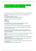 EDUCATIONAL PSYCHOLOGY - EXAM 5 QUESTIONS AND ANSWERS
