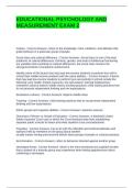 EDUCATIONAL PSYCHOLOGY AND MEASUREMENT EXAM 2 QUESTIONS AND ANSWERS &vert; GRADED A