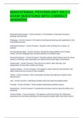 EDUCATIONAL PSYCHOLOGY CH&period;1-7 EXAM QUESTIONS WITH CORRECT ANSWERS