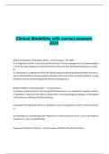 This document provides a full 2025 review of clinical modalities with correct answers&comma; covering DSM-5 classifications&comma; therapeutic communication&comma; psychotherapy models&comma; interpersonal theory&comma; CBT&comma; IPT&comma; Sullivan&rsquo;s stages&comma; Peplau&rsquo;s nursing theory&comma; Freud&rsquo;s psy
