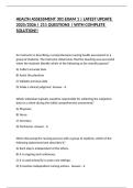 HEALTH ASSESSMENT 301 EXAM 1 &vert; LATEST UPDATE 2025&sol;2026 &vert; 211 QUESTIONS &vert; WITH COMPLETE SOLUTION&excl;&excl;