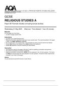 AQA GCSE 8062&sol;2B RELIGIOUS STUDIES A PAPER 2B THEMATIC STUDIES &lpar;INCLUDING TEXTUAL STUDIES&rpar;&plus; MARK SCHEME MAY 2025