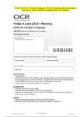 OCR - GCSE &lpar;9&ndash;1&rpar; English Language - J351&sol;02 Exploring effects and impactJune 2025 - Question Paper and Making Scheme Combined