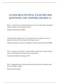 ALLIED HEALTH FINAL EXAM 2025-2026 QUESTIONS AND ANSWERS GRADED A&plus;