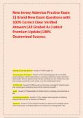 New Jersey Asbestos Practice Exam 2&vert; Brand New Exam Questions with 100&percnt; Correct Clear Verified Answers&vert;All Graded A&plus;&vert;Latest Premium Update&vert;100&percnt; Guaranteed Success&period;
