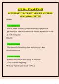 NUR 101: FINAL EXAM  QUESTIONS WITH CORRECT VERIFIED ANSWERS |  100% PASS (A+ CERTIFIE