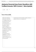 Alabama Personal Lines Exam Questions with  Verified Answers 100&percnt; Correct &vert; New Update