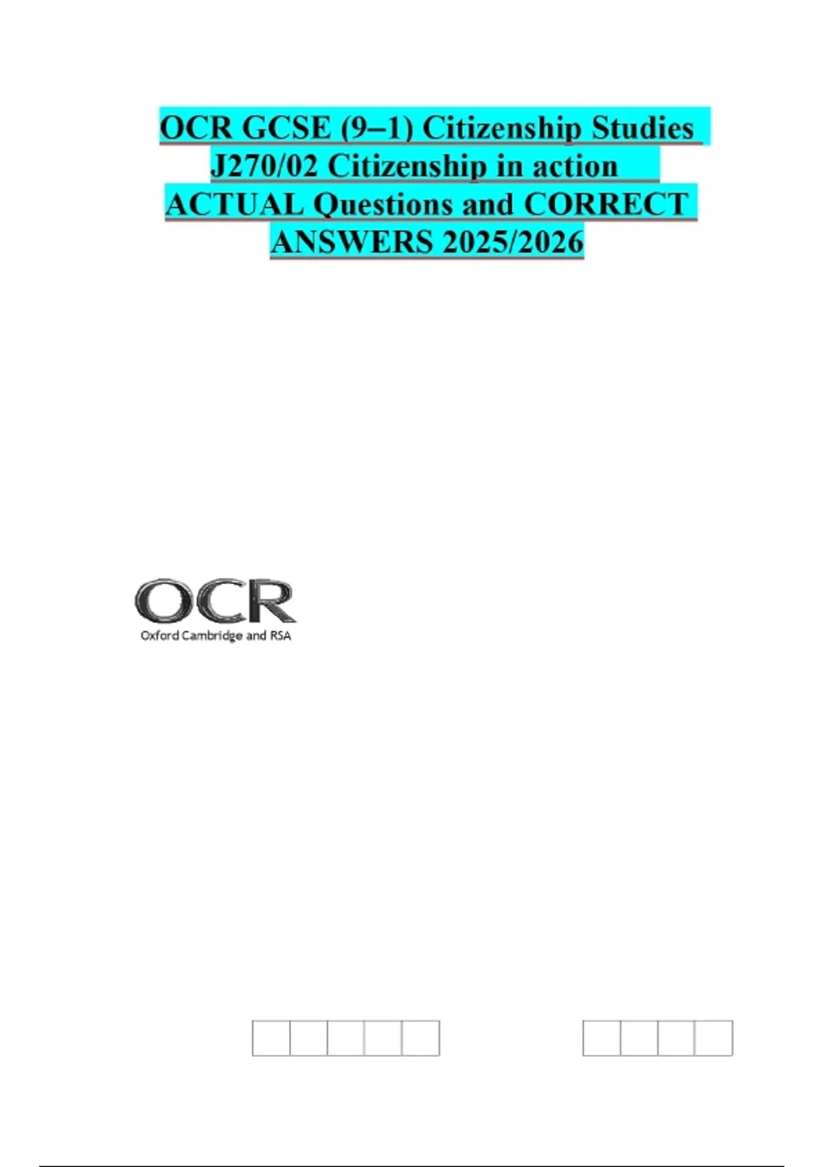 OCR GCSE Bundled Questions with CORRECT Answers - Stuvia UK