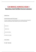 CJE MEDICAL SURGICAL EXAM 1 Questions And Verified Correct answers