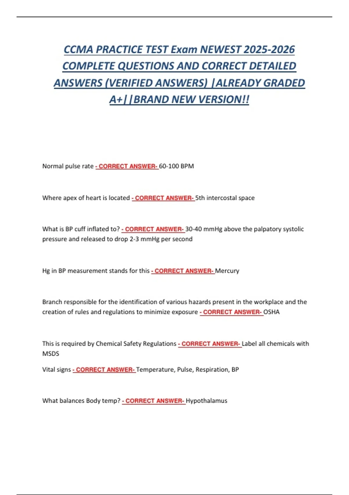 Sample Ccmg Test Example CCMA Practice Test Exam 2025 – Study Guide & Practice Questions - 2025 ...