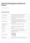 AQA AS level Biology Exam Questions and  Answers