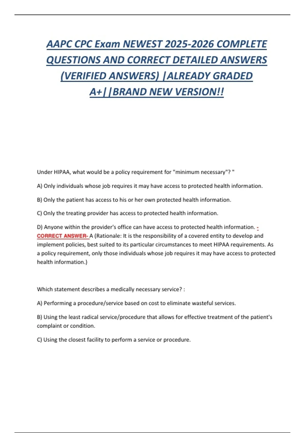 AAPC CPC Exam 2025 – Study Guide, Practice Questions & Review - 2025 ...