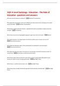 AQA A-Level Sociology - Education - The Role of  Education  questions and answers 