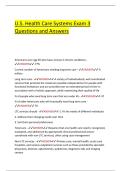 U&period;S&period; Health Care Systems Exam 3  Questions and Answers
