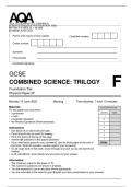 AQA GCSE 8464&sol;P&sol;2F COMBINED SCIENCE&colon;TRILOGY FOUNDATION TIER PHYSICS PAPER 2F &plus; MARK SCHEME JUNE 2025